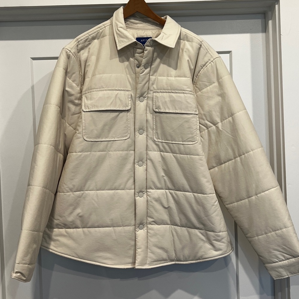 Apt. 9 Men's Cream Quilted Shirt Jacket